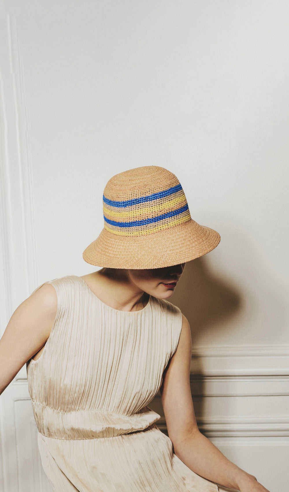 CLEMENCE Panama Crochet Blue Yellow