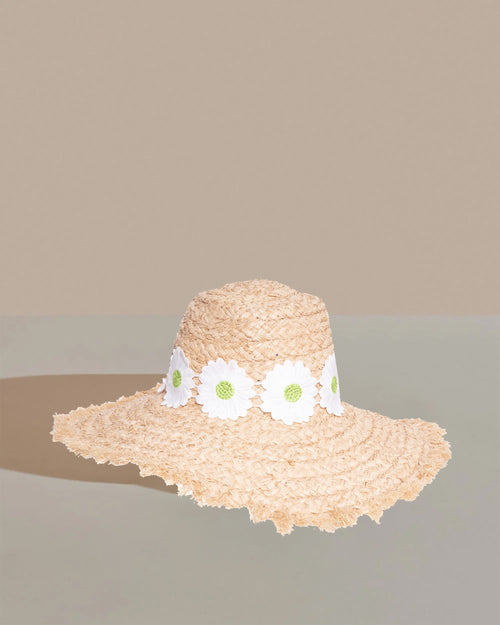 CLYDE Wide Brim Raffia Marguerites