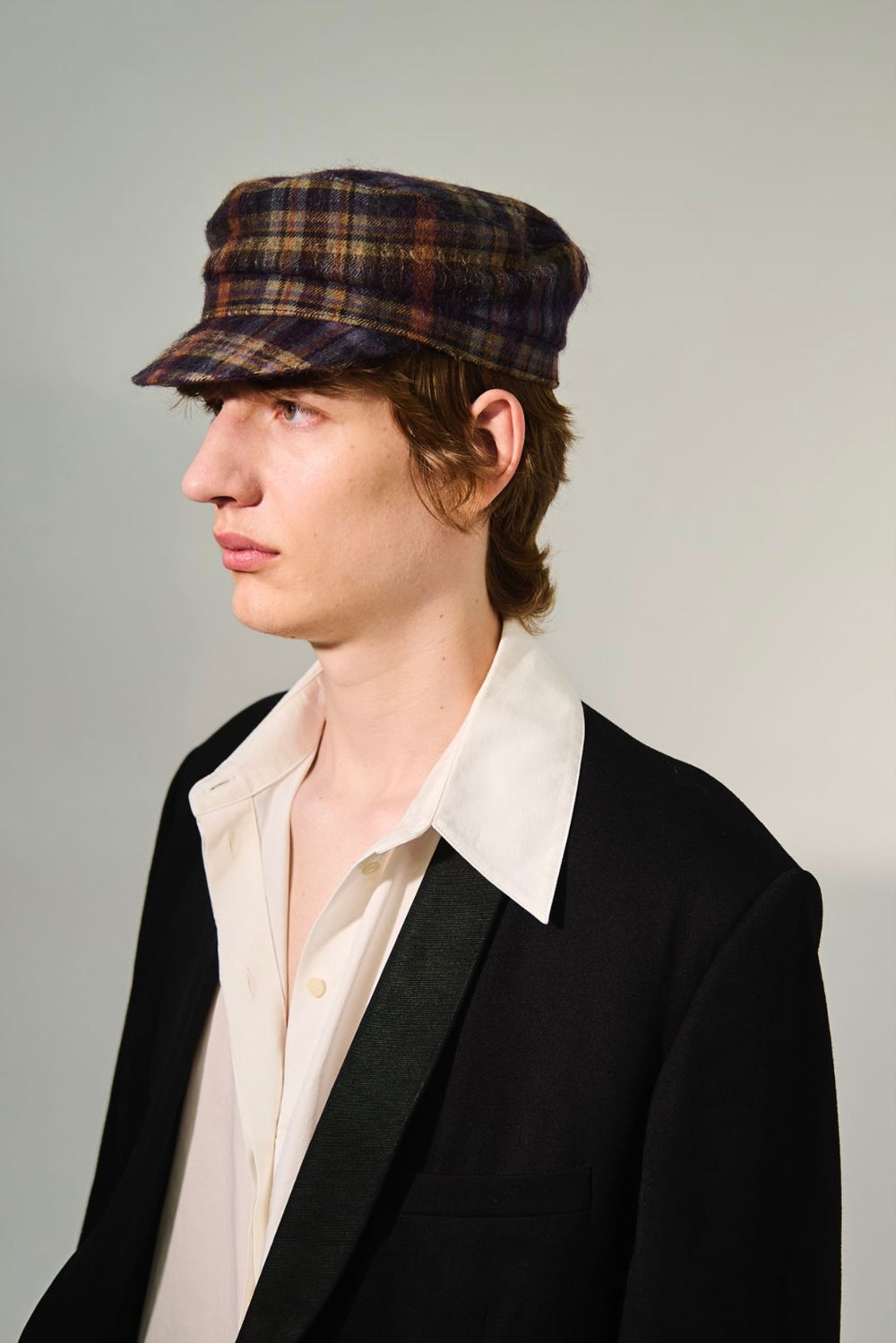 Engineer Cap Wool Aubergine Brushed Wool