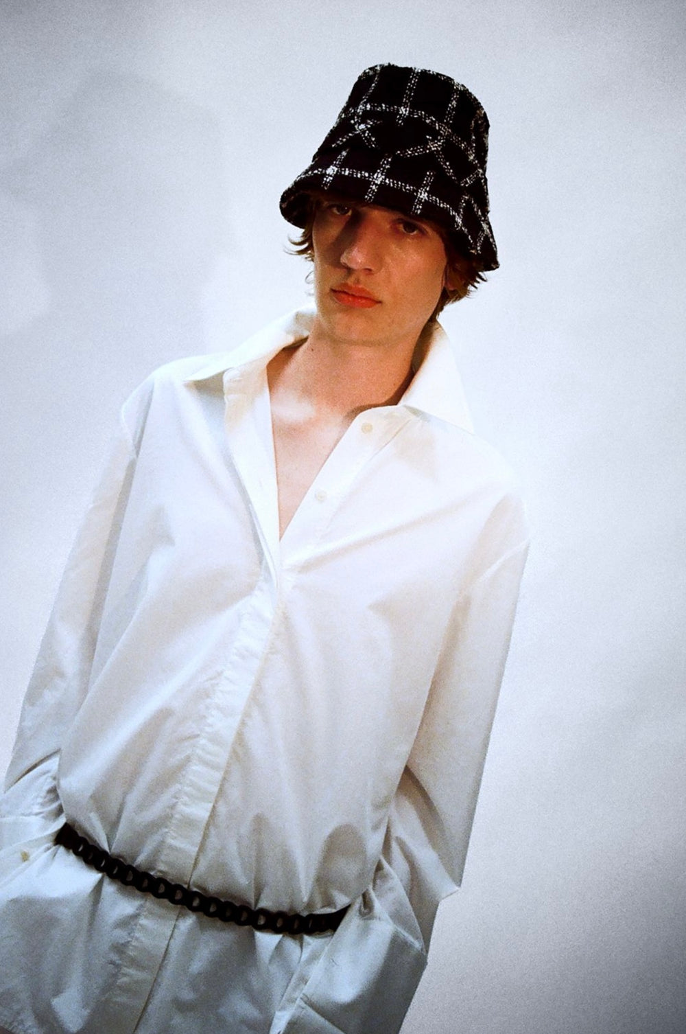 Noodle Wool Black Tartan Crepe