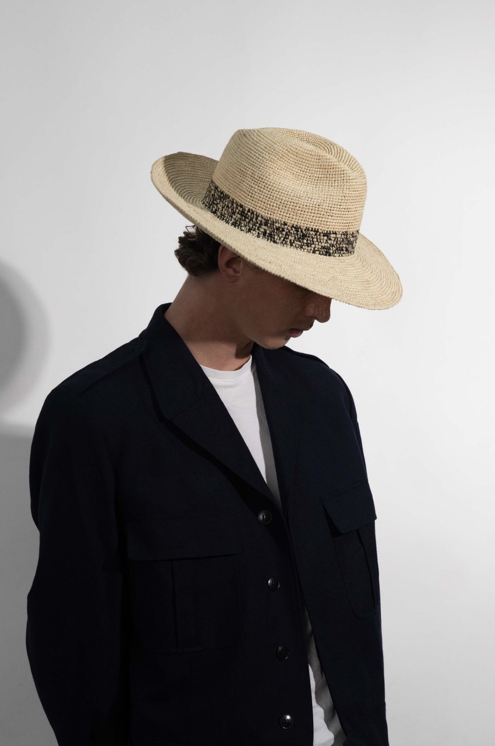 Classic Wide Brim Panama Crochet Black Band – Anthony Peto – travel fedora in crochet panama