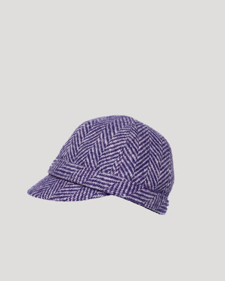 Swiss Cap Wool Purple Herringbone