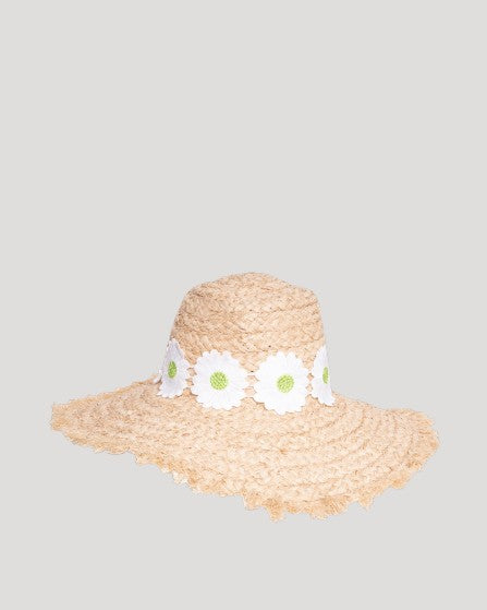 CLYDE Wide Brim Raffia Marguerites